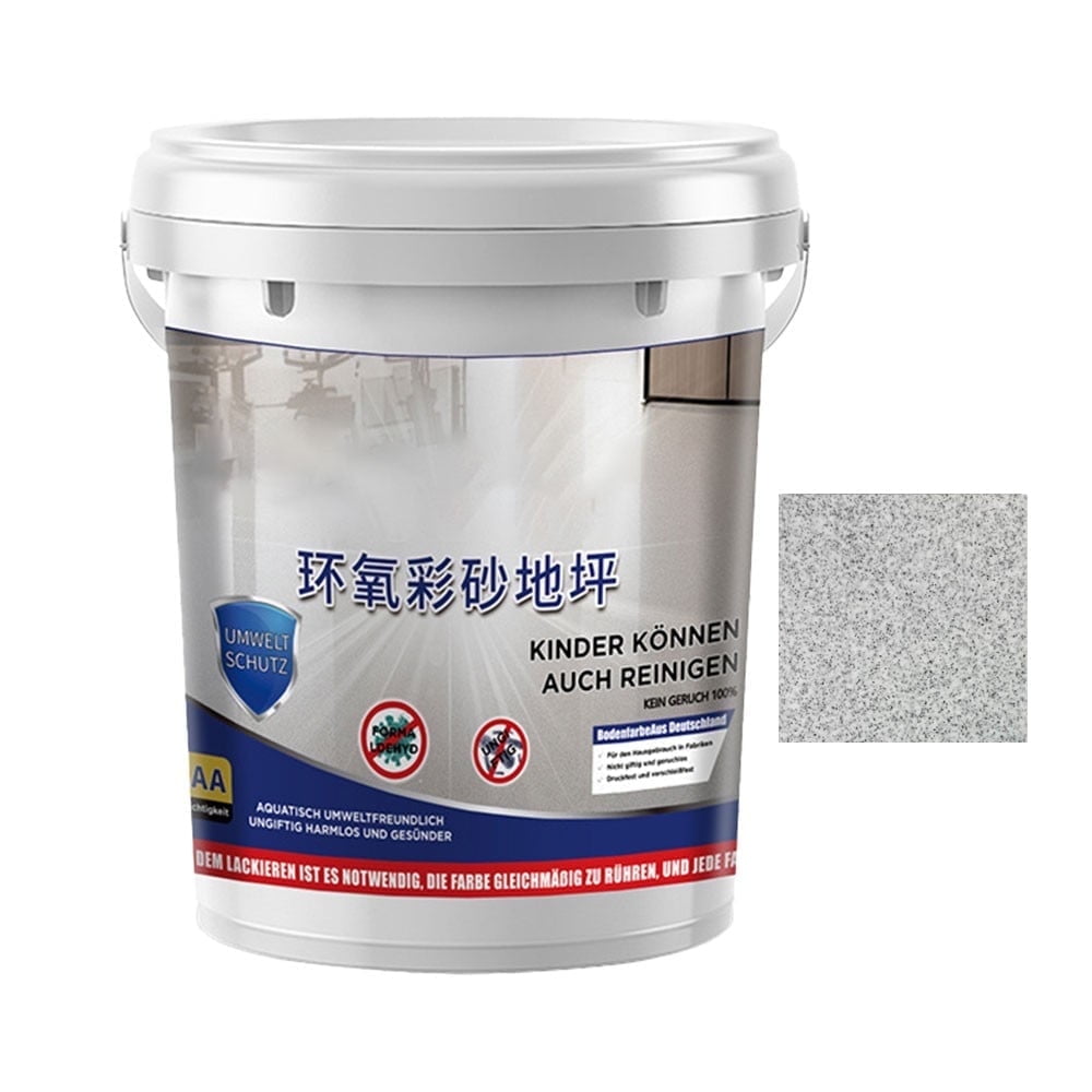 Louis Forest Epoxy Floor Paint for Concrete, Epoxy Colored Sand Floor Coating with High-Gloss Marble-Effect Finish, Non-Slip \u0026 Waterproof, for Garage Interior/Exterior Use, 500g, Light Gray